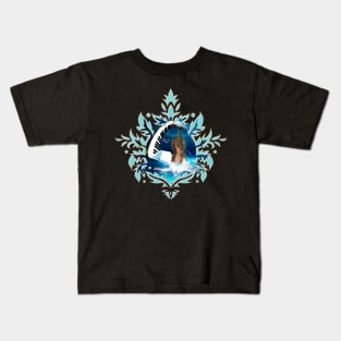 Steampunk Violin with curved piano in the ocean. Kids T-Shirt